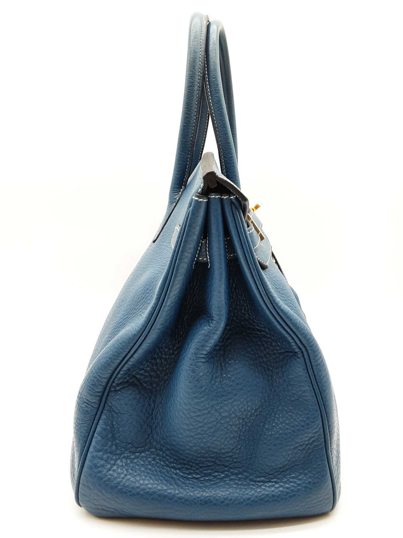 Hermes Birkin 35 Thalassa Blue Clemence Gold Hardware Handbag Do0825sxzxde