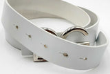 Dolce & Gabbana White Leather Belt With Silver Tone Buckle Eb1024pxdu