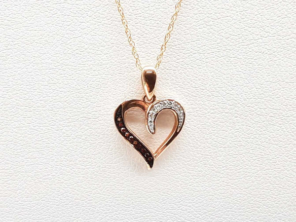 Approx 0.1 Ctw Diamonds 10k Rose Gold 1.3g Heart Pendant Necklace 18 In Do0125rxde