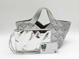 Bottega Veneta Intrecciato Silver Woven Canvas Mini Tote Bag Fw0225ozzdu