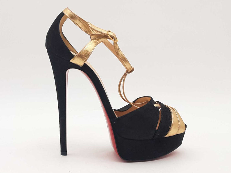 Christian Louboutin Suede Nappa Laminato Glennalta 150 Pumps Black Size 7.5 Aa0525loxsa