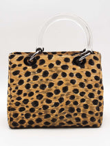 Christian Dior Leopard Print Canvas Lady Dior Top Handle Bag Eb0726exzsa