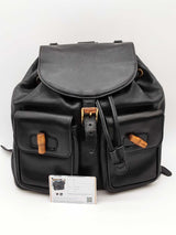 Gucci Bamboo Handle Black Leather Backpack Eb1025pxzde