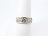 Pavé Diamond & 14k Yellow Gold Herringbone Pattern Ring 3.2g Size 8 Fw0826owzdu