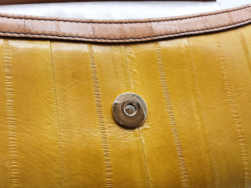 Dolce & Gabbana Sicily Brown Crocodile Yellow Eel Leather Crossbody Bag Do0325irxde