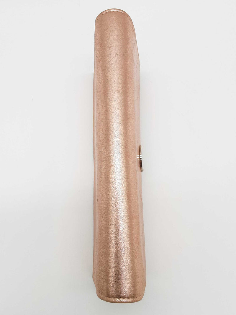 Jimmy Choo Fie Pink Rose Gold Metallic Leather Shoulder Bag Clutch Do0925crde