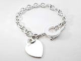 Tiffany & Co. Heart Tag Toggle Bracelet In Sterling Silver 35.8 Grams 8 Inch Fw0726lxzdu