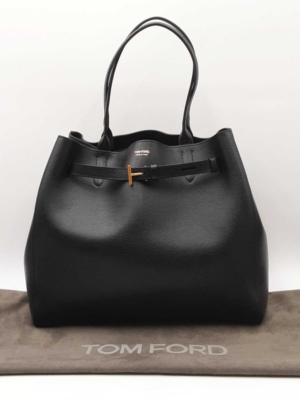 Tom Ford Audrey Black Grain Leather Tote Bag Fw0425irxdu