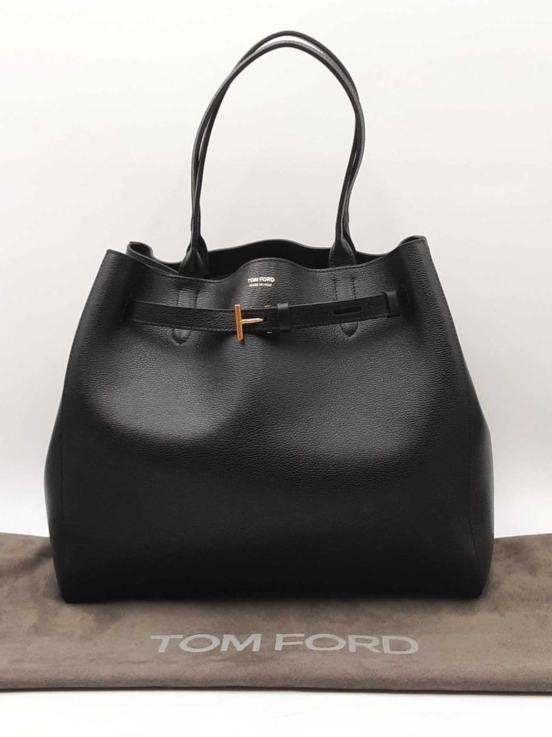 Tom Ford Audrey Black Grain Leather Tote Bag Fw0425irxdu