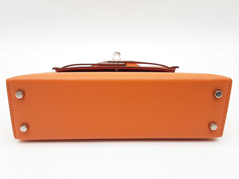 Hermes Mini Kelly Ii Sellier Orange Pink Chevre Mysore Palladium Shoulder Bag Do0225oxzxzde