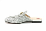 Gucci Horsebit Silver Glitter Mules Size 37 Eb0926lxzsa