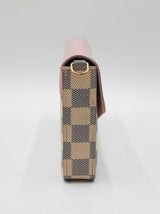 Louis Vuitton Pochette Félicie In Damier Azur Canvas & Rose Leather Fw0626rrzdu