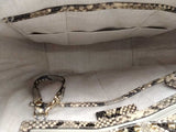 Michael Kors Izzy Straw Tote Bag With Snake Print Beige Aa1026wzsa