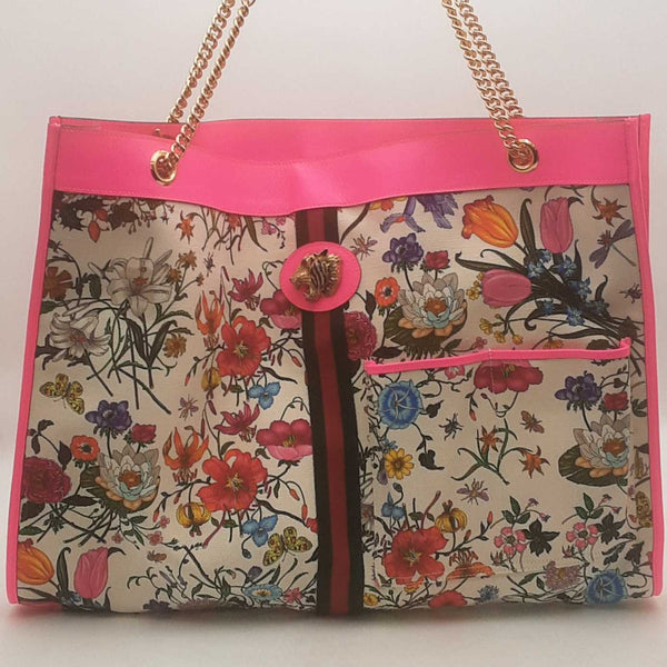 Gucci Canvas Flora Large Rajah Chain Tote Bag Sd0525czxsa