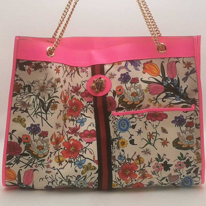 Gucci Canvas Flora Large Rajah Chain Tote Bag Sd0525czxsa