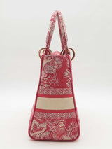 Christian Dior Lady D-lite Pink & White Embroidered Top Handle Bag Eb1225oxxzde