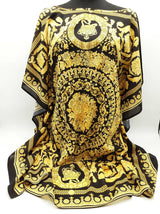 Versace Floral Baroque Black Gold Cold Shoulder Poncho Blouse Do0826porde