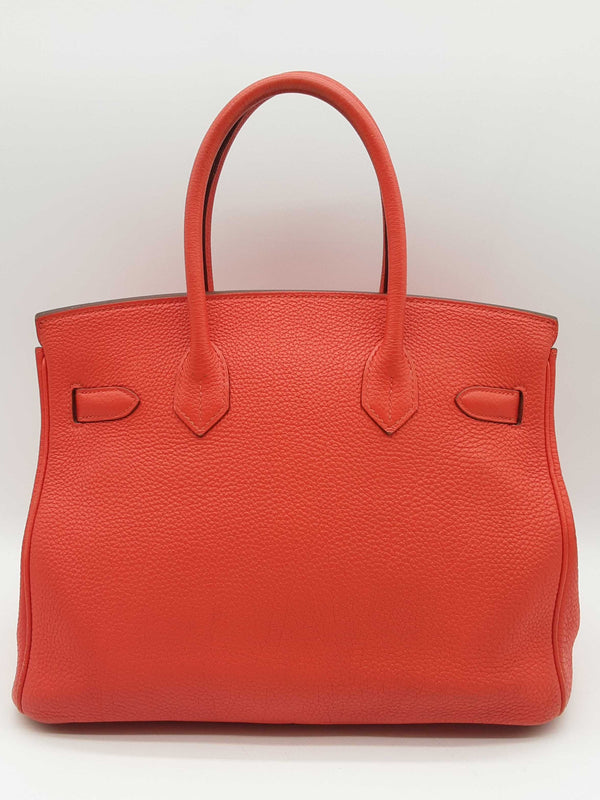 Hermes Birkin 30 Sanguine Red Orange Togo Palladium Handbag Do0323lxcrxde