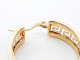 18k Yellow Gold Greek Key Hoop Earrings 5.4 Grams Fw0826perdu