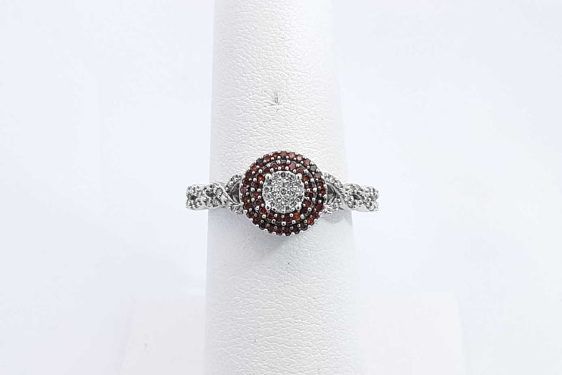 Diamond & Gemstone Ring In 10k White Gold 2.5 Grams Size 9.25 Eb1024ixsa