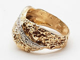 Natural Diamonds 14k Two Tone Yellow White Gold 6.7g Ring Size 5.5 Do0626porde