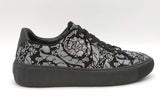Versace Greca Silver Glitter Studded Black Suede Sneakers Size 44.5 Eb0926lorsa