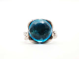 David Yurman Sterling Silver Blue Glass Continuance Ring Size 7.75 Lh0124orxde