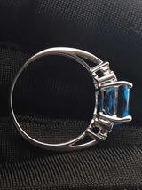 Blue Topaz & Diamond Ring In 10k White Gold 2.3 Grams Size 7 Fw1225rzdu