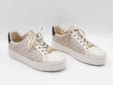 Michael Kors Poppy Sneakers In Vanilla Logo Coated Canvas Size 9.5 Fw0226wrdu