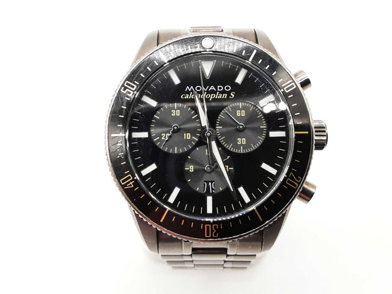 Movado 42 Hertiage Calendoplan S Chronograph Steel Quartz Watch Do0625oxzde