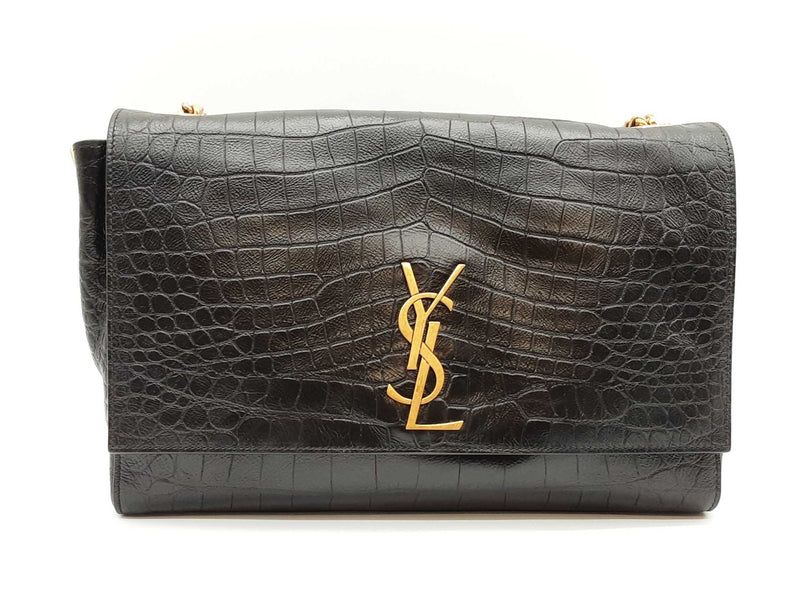 Saint Laurent Reversible Kate Croc Embossed Leather Shoulder Bag Sd1025llzxde