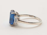 Blue Stone White Stones 0.925 Sterling Silver 4.2g Ring Size 6.25 Do0926rxde