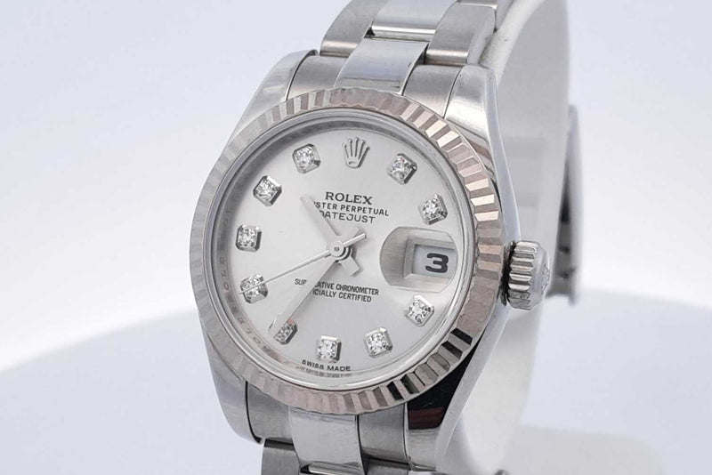 Rolex 26mm Oyster Perpetual Datejust Stainless Steel Watch 18k Bezel Eb325wxxzsa