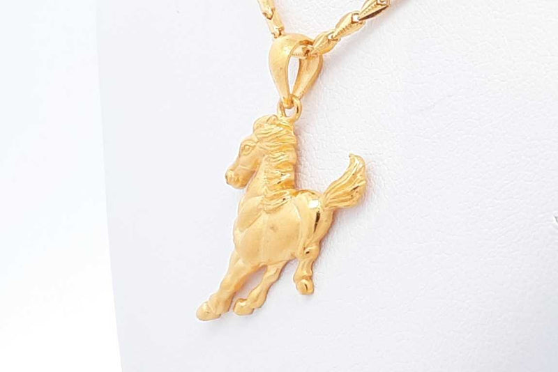 24k Yellow Gold Horse Pendant With Chain 11.3 Grams 17 Inch Eb0924ecrsa