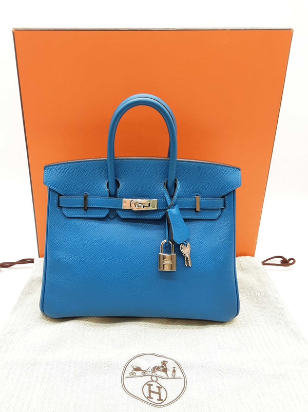 Hermes Birkin 25 Mykonos Blue Epsom Palladium Handbag Do0925lsxzxde