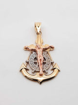 10k Tri-tone Gold Mariner Anchor Crucifix Pendant 3 Grams Fw0726lcxdu