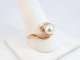 Pearl Bypass Ring In 14k Yellow Gold 3.3 Grams Size 9 Fw0925llxdu