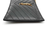 Saint Laurent Chevron Quilted Black Leather Cassandre Zip Wallet Eb0526lrxde