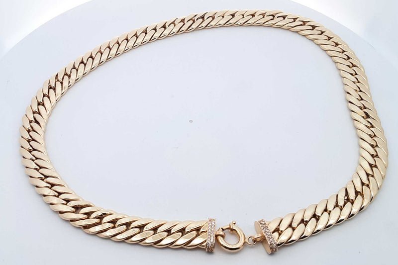 14k Yellow Gold Cuban Link Chain Necklace With Diamonds 33.7g 17 In Eb1224lwirsa