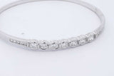 1.35cttw Diamond 18k White Gold Hinged Bangle Bracelet 14.8 Grams Eb0326llxzdu