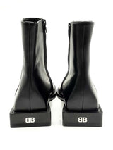 Balenciaga Square Bb Rim Black Leather Boots Size 39 Eb0423oxzsa