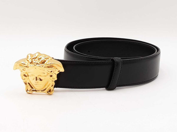 Versace Medusa Gold-tone Buckle With Black Leather Belt Size 90|36 Fw0825crdu