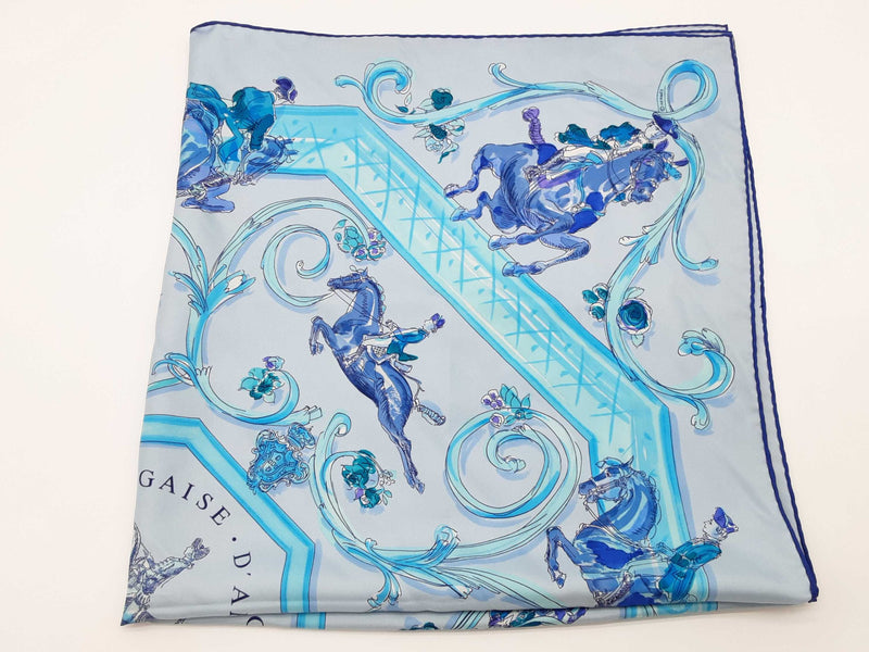 Hermes Ecole Portugaise D'art Equestre Blue Silk Scarf Do0625loxde