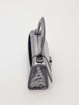 Balenciaga Mini Hourglass Metallic Lavender Croc Embossed Leather Bag Eb126wxzde