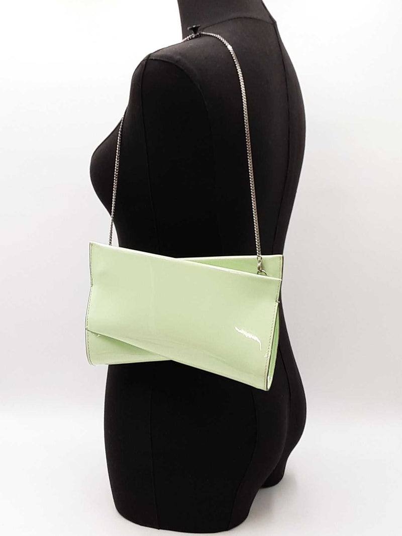 Christian Louboutin Loubitwist Patent Leather Clutch In Studio Green Fw0725lxzdu