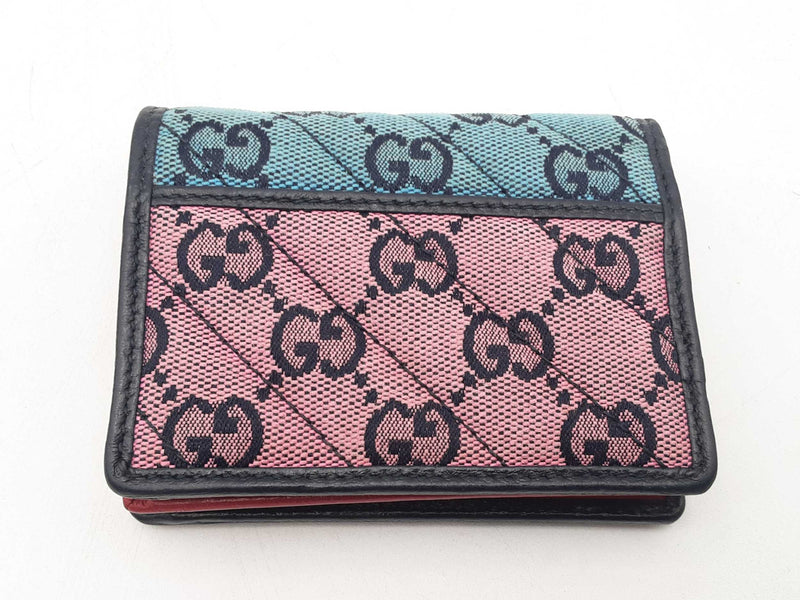 Gucci Gg Marmont Teal & Pink Canvas Wallet Sd1025lrzsa