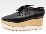 Stellar Mccartney Elyse Black Leather Wood Platform Shoes Size Eu 39 Do0925cxde