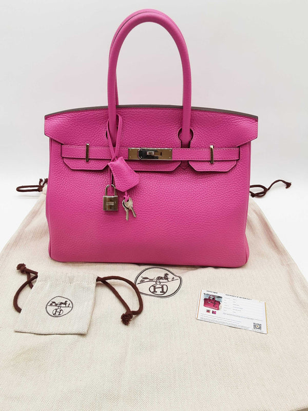 Hermes Birkin 30cm Magnolia Pink Clemence Palladium Handbag Do0925lxzxzde