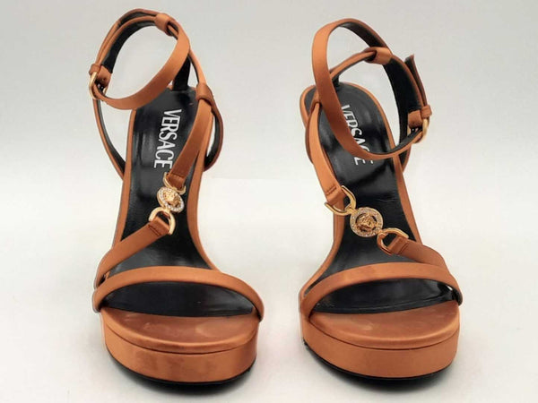 Versace Medusa '95 Satin Sandals 115 Mm Brown Size 37 Aa0825lzxsa