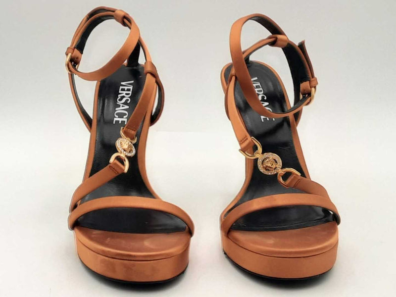 Versace Medusa '95 Satin Sandals 115 Mm Brown Size 37 Aa0825lzxsa